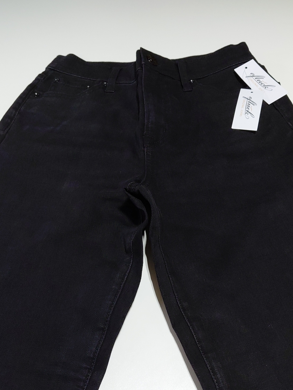 OFLUCK Original Women's  Black Straight Leg High Waist Mom Jeans Size Small